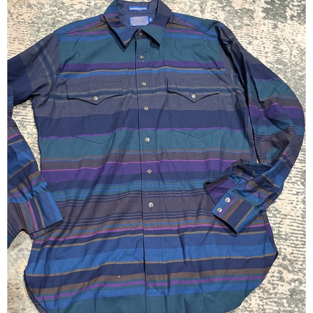 Vintage Sir Pendleton Wool Shirt Mens L Long Large High Grade Western Stripe USA